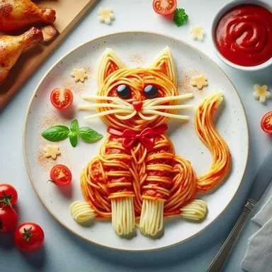 Nezabúdajme na mačky. Veľmi rady sa zvíjajú do klbka. Zrolujme si zo špagiet takéto milé mačičky.