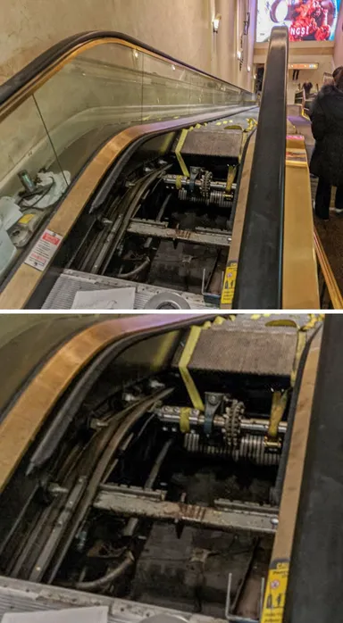 Takto vyzerá vrchná časť eskalátora zvnútra